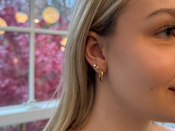 Tiny Curved Heart Stud Earrings
