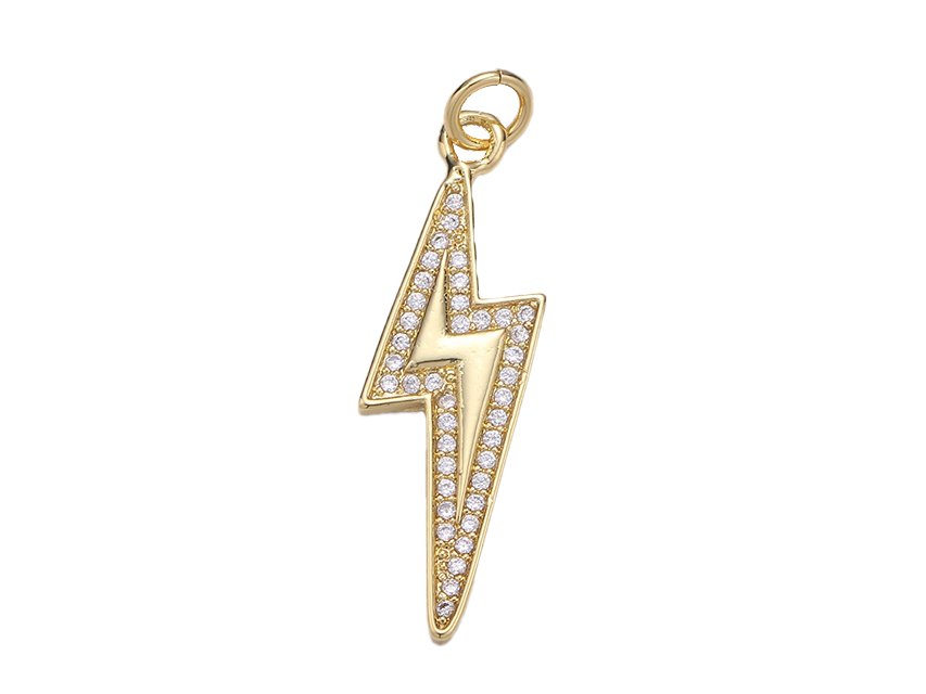 Sparkling Lightning Bolt Pendant Gold Silver LINK Necklaces