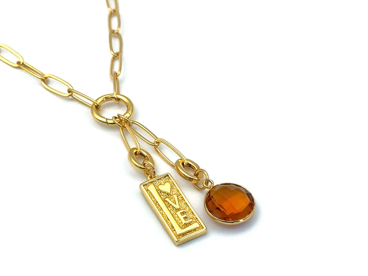 Small Retro Love Rectangle Pendant | LINK, design your own