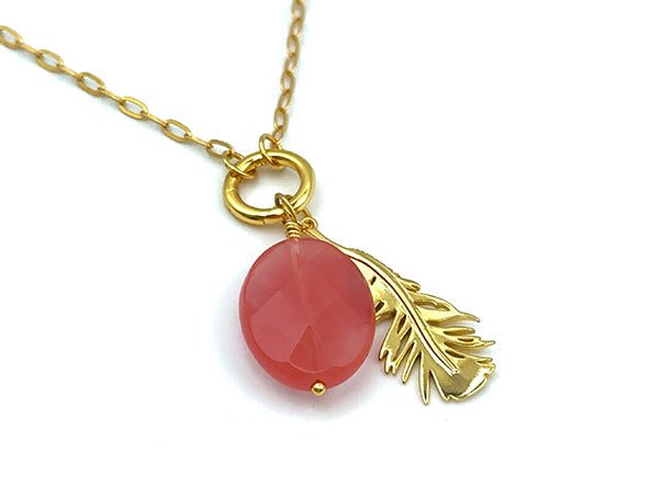 Vintage | Coral Quartz Oval Pendant | LINK, design your own