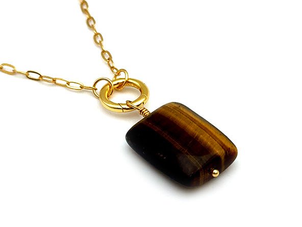 Vintage | Tiger Eye Rectangle Pendant | LINK, design your own