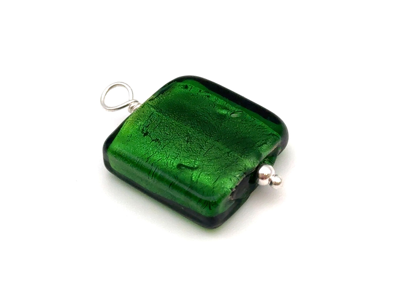 Vintage | Green Glass Silver Foil Lampwork Pendant | LINK, design your own