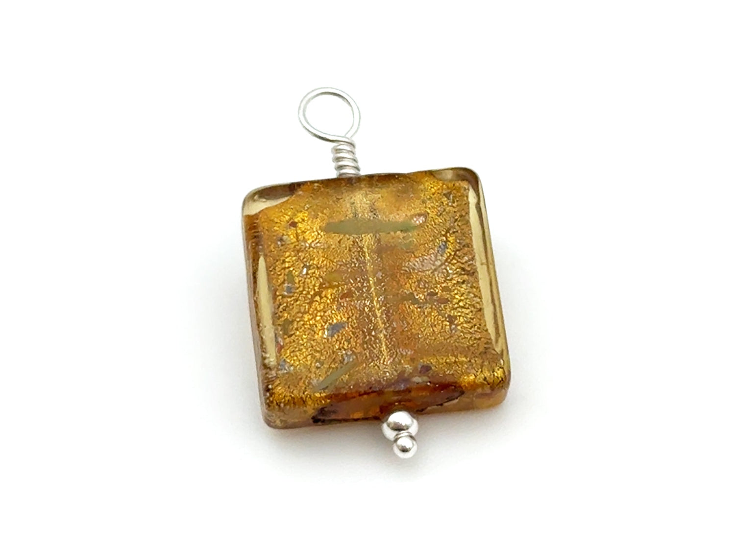Vintage | Gold Glass Silver Metallic Foil Lampwork Pendant | LINK, design your own