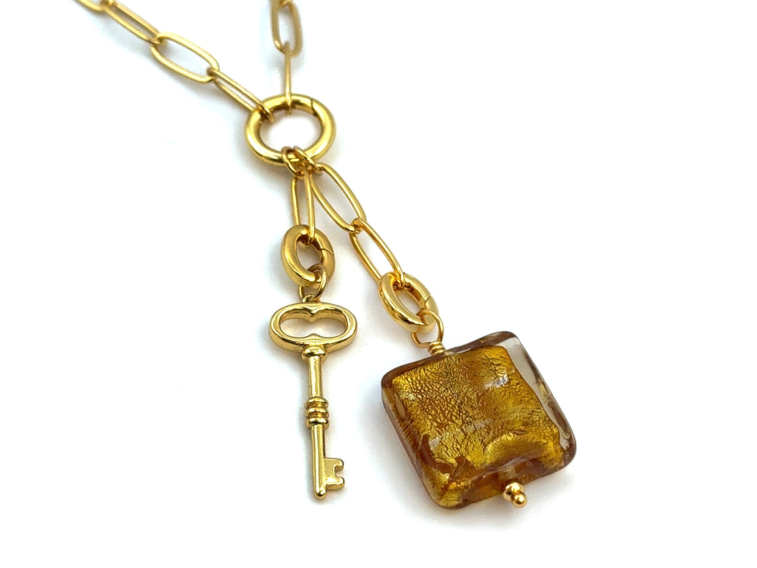 Vintage | Gold Glass Silver Metallic Foil Lampwork Pendant | LINK, design your own