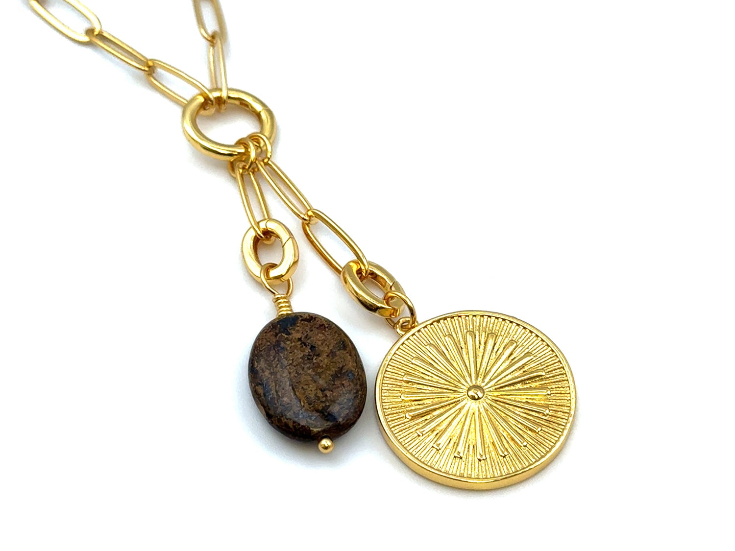 Vintage | Brown Oval Bronzite Stone Pendant | LINK, design your own