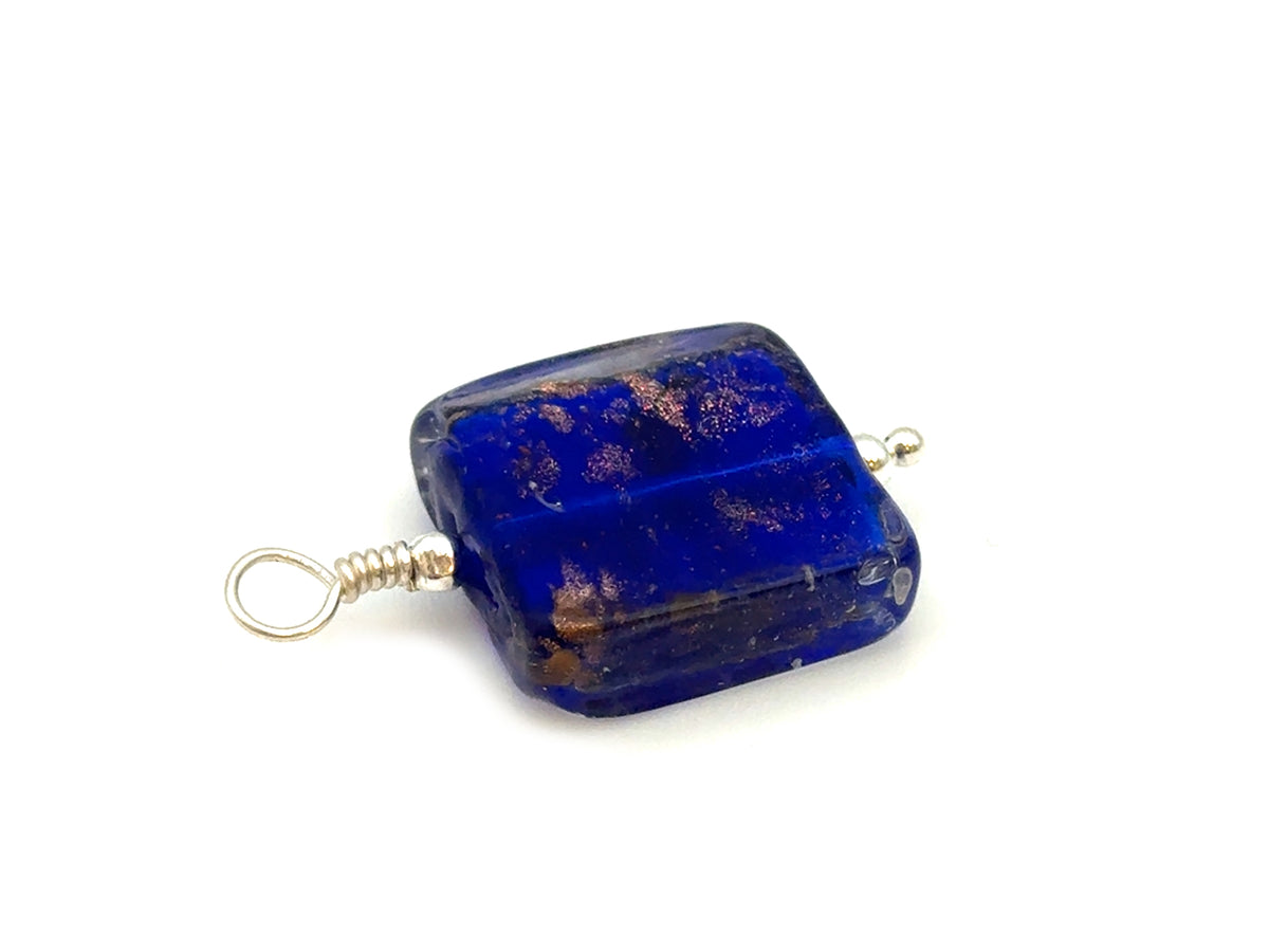 Vintage | Dark Blue Copper Foil Glass Foil Lampwork Pendant