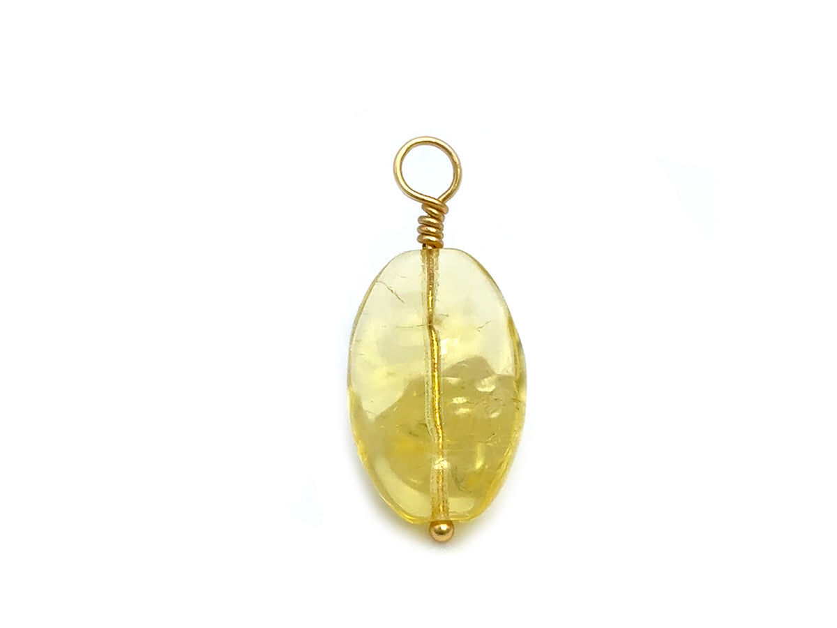Vintage | Golden Yellow Czech Glass Oval Pendant