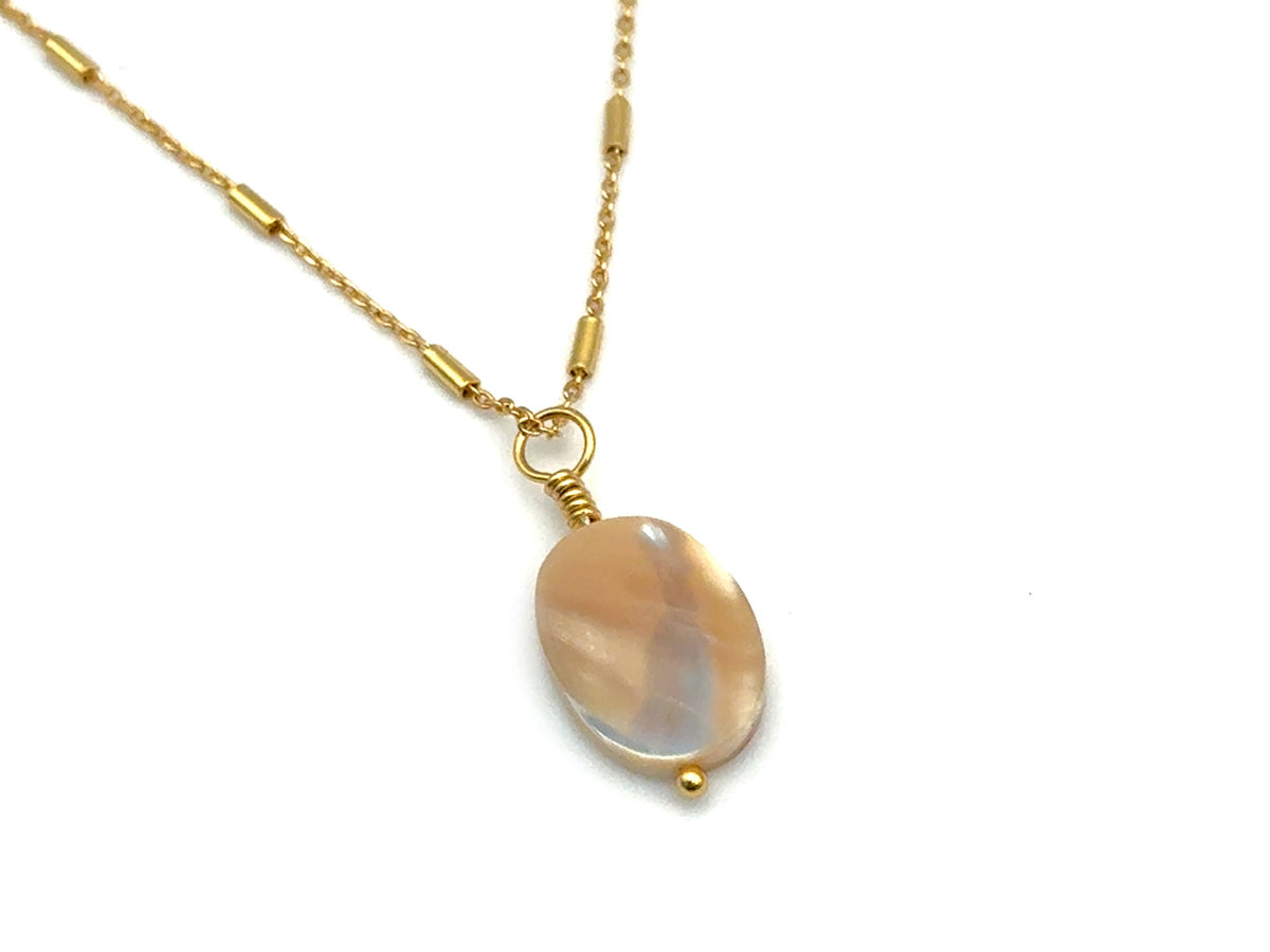 Vintage | Champagne Mother of Pearl Oval Pendant | LINK, design your own