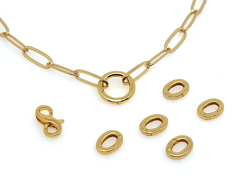 Elegant Paperclip Tiny Push-In Oval Clasp Set | GOLD