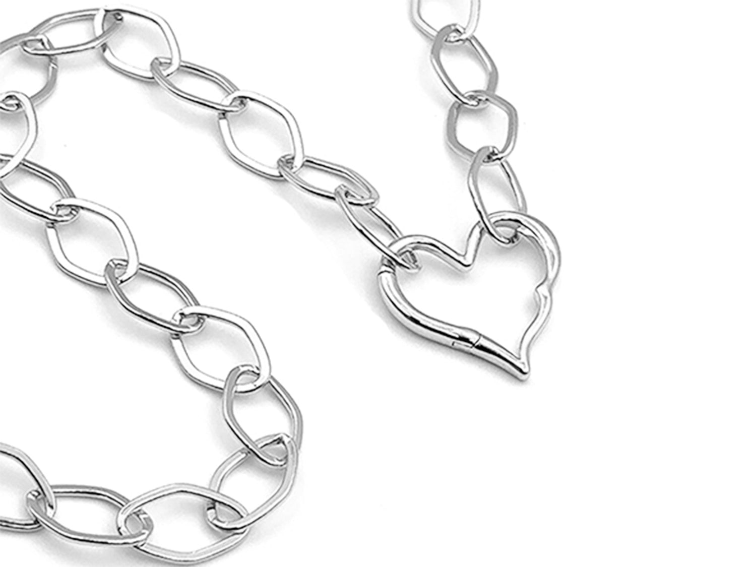 Set 9 SILVER: Diamond Shaped Chain Designer Heart Clasp | LINK, design your own