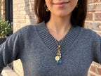 Aqua Penny Pearl Satellite Charm Necklace | LINK, design your own