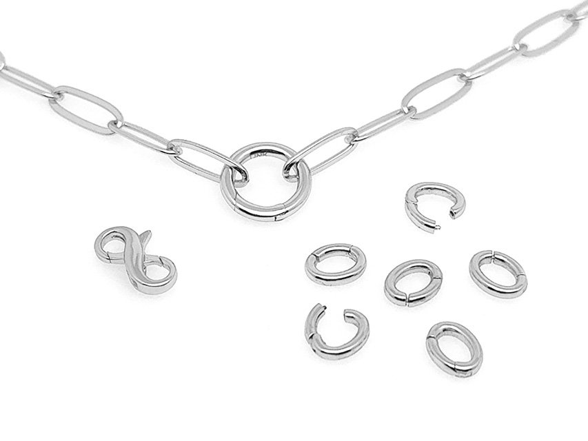 Elegant Paperclip Charm Bar Clasp Set | SILVER