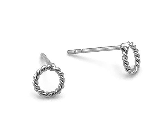 Mini Twist Rope Circle Stud Earrings