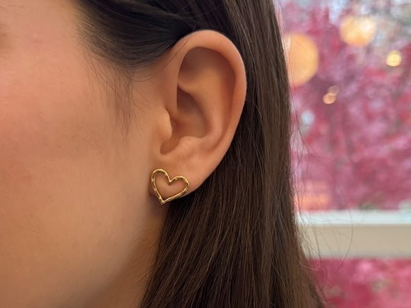 Open Heart Stud Earrings