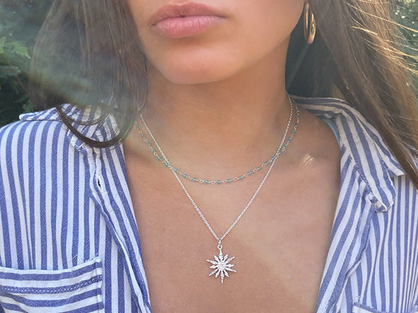 Silver Cubic Zirconia Single Snowflake Rhinestone Pendant Necklace |  Claire's US