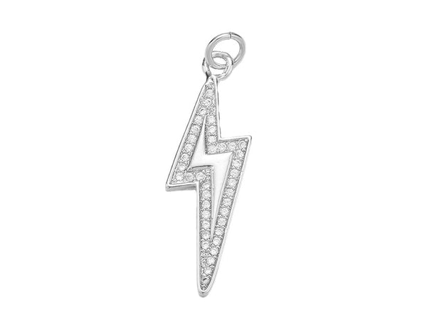 Sparkling Lightning Bolt Pendant Gold Silver LINK Necklaces