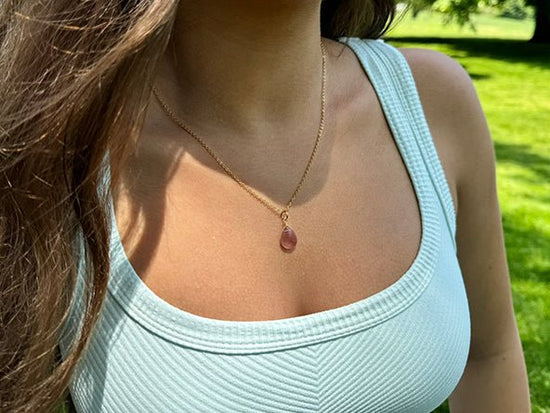 Natural Stone Teardrop | Cherry Quartz | LINK, design your own