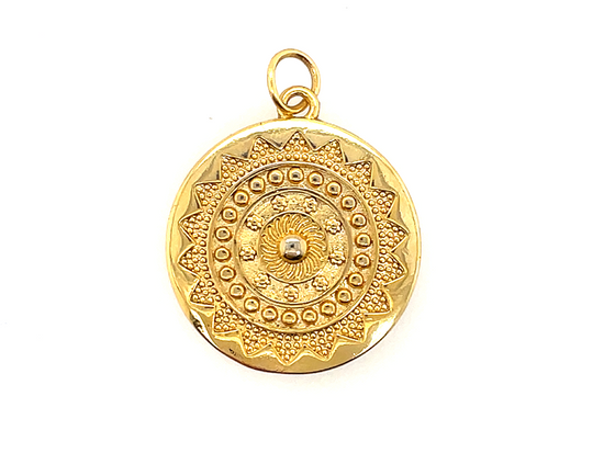 Load image into Gallery viewer, Gold Sundial Pendant | LINK Chain
