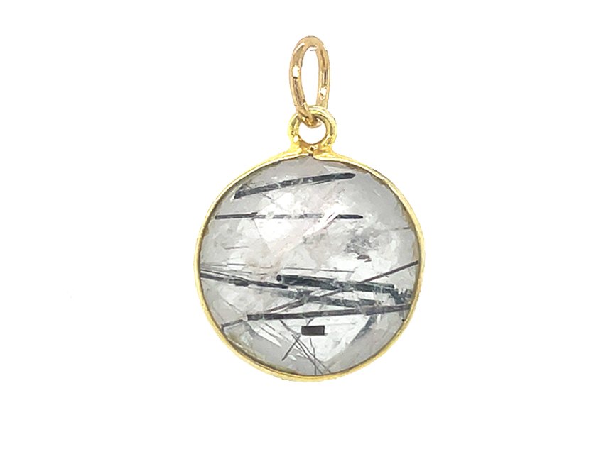 Black Round Rutilated Quartz Pendant | LINK, design your own