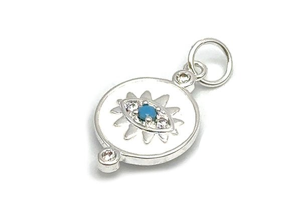 White Sparkling Evil Eye Charm | LINK, design your own