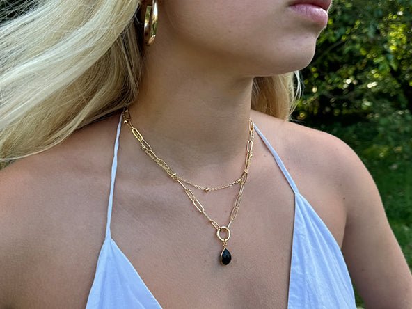 Eye Catching Teardrop | Natural Black Onyx | LINK, design your own