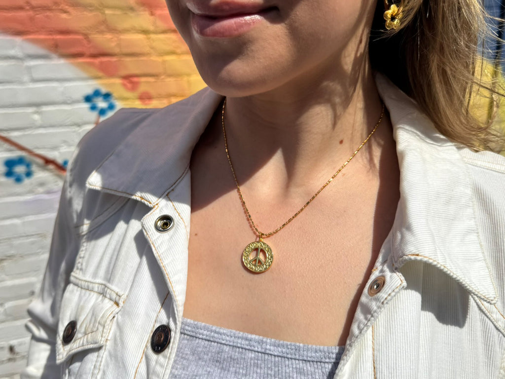 Floral Peace Sign Pendant