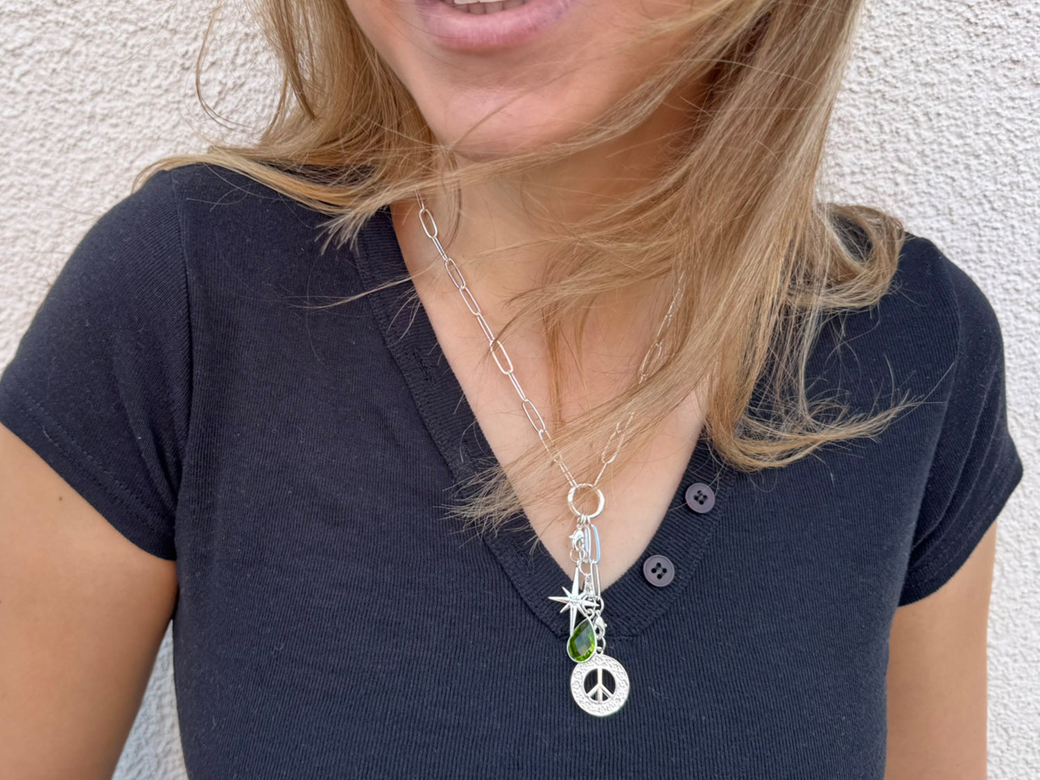 Floral Peace Sign Pendant