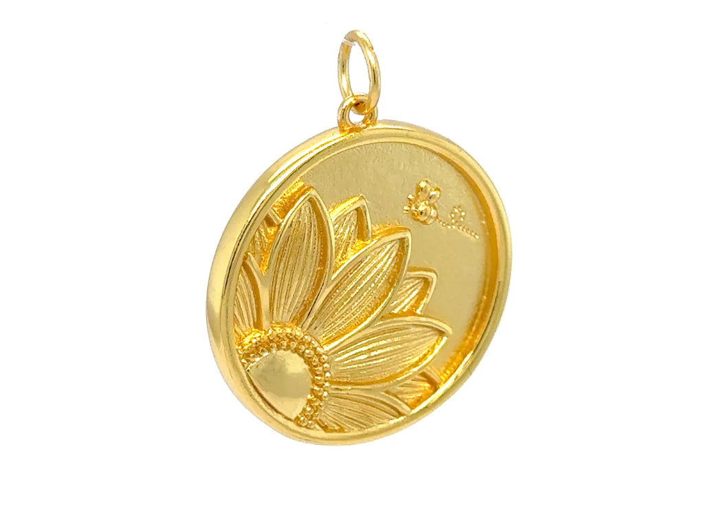 Sunny Sunflower Bee Pendant