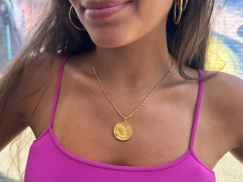 Sunny Sunflower Bee Pendant