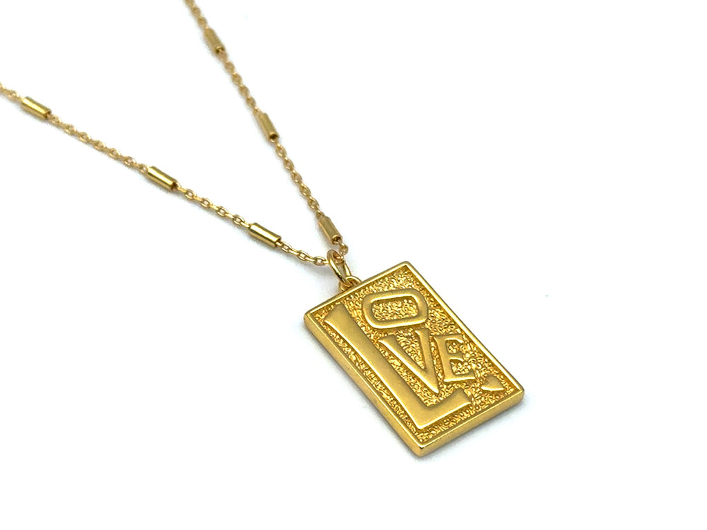Large Retro Love Rectangle Pendant | LINK, design your own
