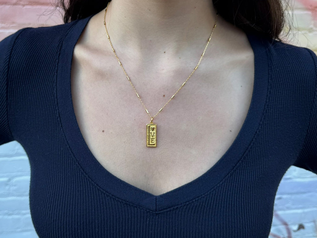 Small Retro Love Rectangle Pendant | LINK, design your own