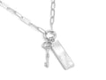 Set 7 SILVER: Elegant Paperclip Chain Mother of Pearl Rectangle Love Key | LINK, design your own