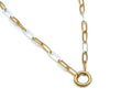 Two-tone gold and silver mixed metal paperclip chain necklace with LINK clasp