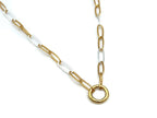 Two-tone gold and silver mixed metal paperclip chain necklace with LINK clasp
