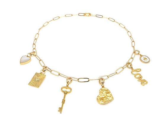 GOLD Mixed Charm Necklace Set | LOVE & HEARTS - 20% OFF | LINK, design your own