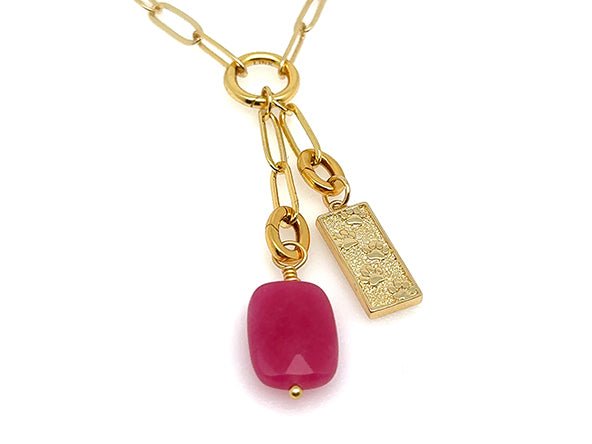 Vintage | Rectangle Pink Opal Pendant | LINK, design your own