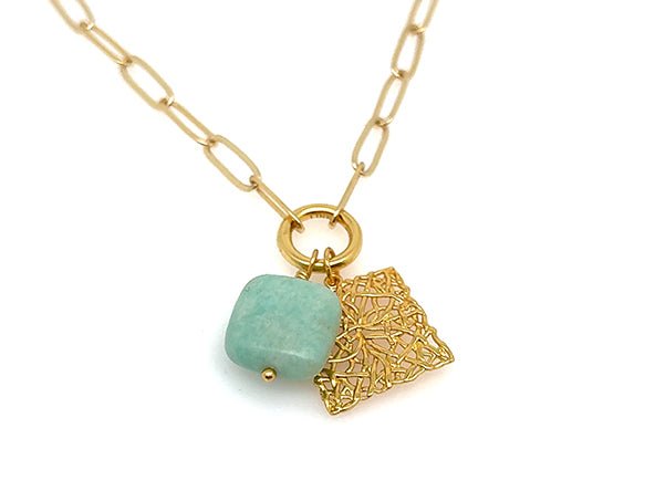 Vintage | Square Amazonite Pendant | LINK, design your own