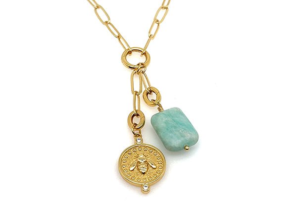 Vintage | Rectangle Amazonite Pendant | LINK, design your own