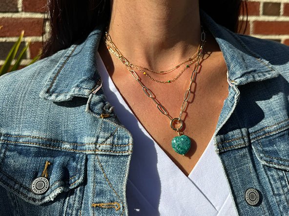 Vintage | Green Chrysocolla Heart Pendant | LINK, design your own