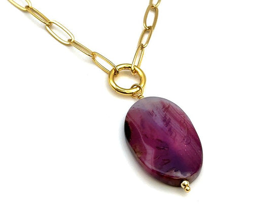 Vintage | Purple Agate Oval Pendant