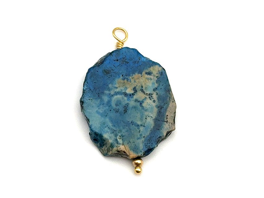 Vintage | Freeform Dyed Blue Fossil Coral Slice Pendant