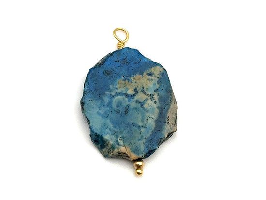 Vintage | Freeform Dyed Blue Fossil Coral Slice Pendant