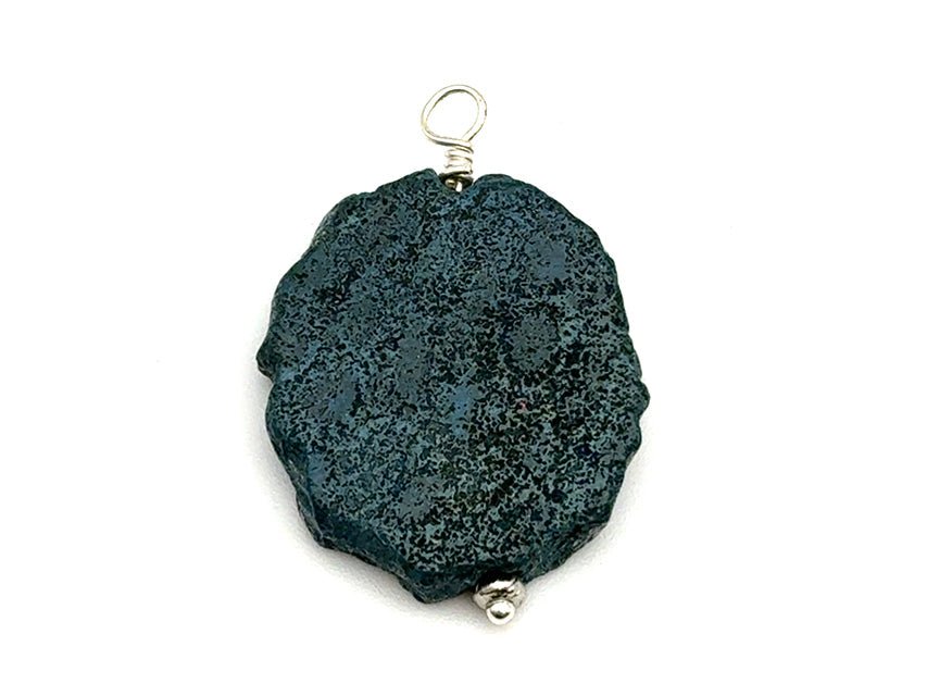 Vintage | Freeform Dyed Blue Fossil Coral Slice Pendant