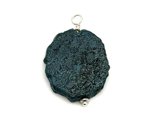 Vintage | Freeform Dyed Blue Fossil Coral Slice Pendant