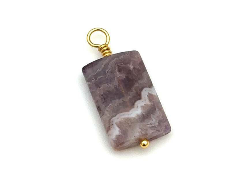 Vintage | Rectangle Amethyst Laced Agate Pendant