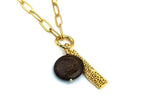 Vintage | Round Bronzite Stone Pendant