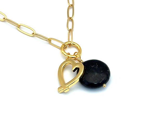 Vintage | Black Larvikite Round Pendant