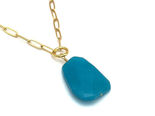 Vintage | Aqua Agate Stone Pendant | LINK, design your own