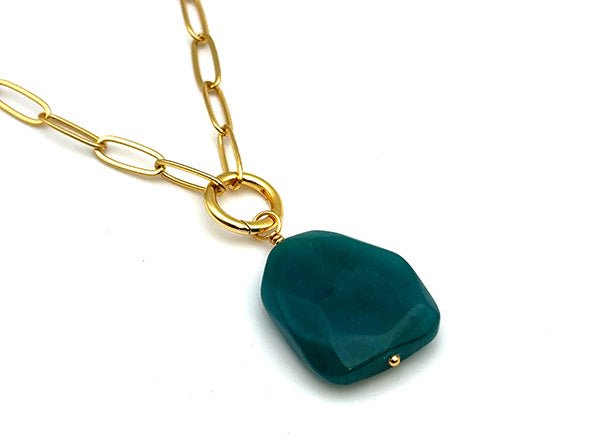 Vintage | Teal Agate Stone Pendant | LINK, design your own