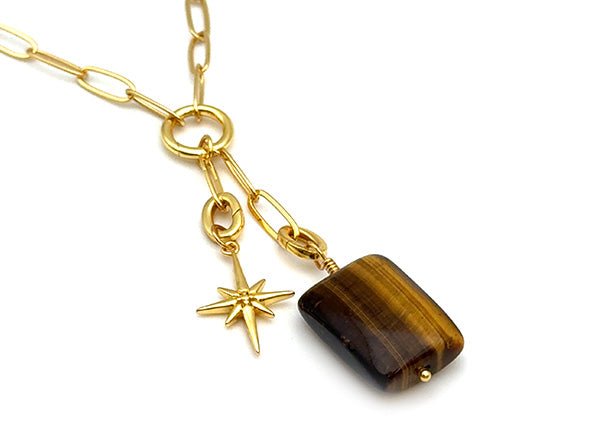 Vintage | Tiger Eye Rectangle Pendant | LINK, design your own